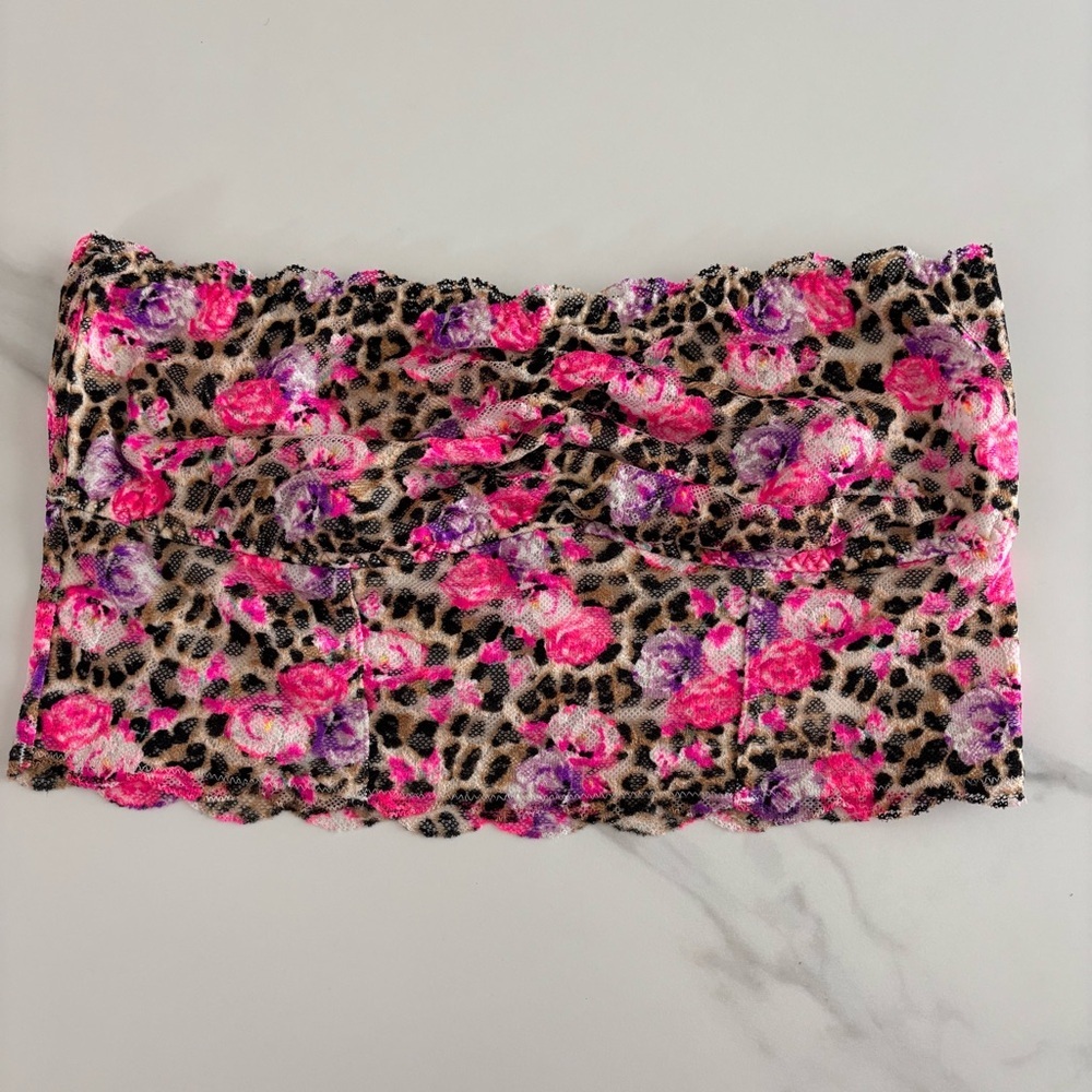PINK floral bandage top size L Elastic Mesh Breathable